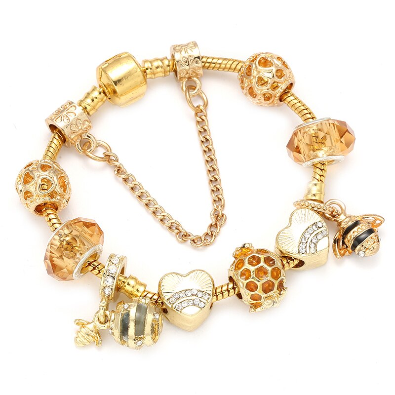 European and American fashion alloy gold-plated DIY hardworking bee ladies bracelet jewelry
