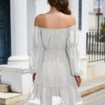 Swiss Dot Off-Shoulder Balloon Sleeve Dress
