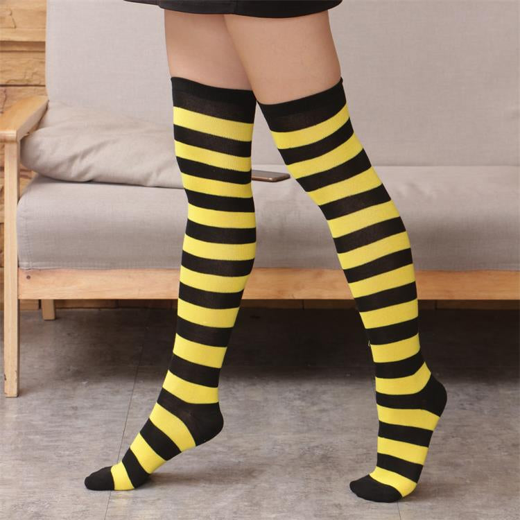 Wild striped long tube bottoming socks
