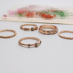 European And American Jewelry Rose Gold Stackable Diamonds Set Of Five Sets Of Rings BohemiaJ
