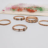 European And American Jewelry Rose Gold Stackable Diamonds Set Of Five Sets Of Rings BohemiaJ
