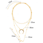 Fashion Multilayer Crescent Moon Choker Necklace With Bead Chain Initial Necklace Pendant On Neck Beads For Jewelry Making
