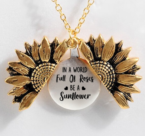 Sunflower Double-layer Lettering Necklace
