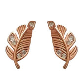 Female Fashion Temperament Diamond Feather Stud Earrings Personality Sweet Leaves
