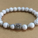 Natural Stone Owl Head Yoga Bracelet
