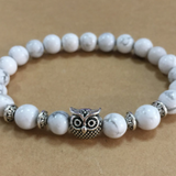 Natural Stone Owl Head Yoga Bracelet
