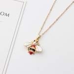 Summer Jewelry Necklace Lady Cartoon Cute Drop Oil Studded Bee Pendant
