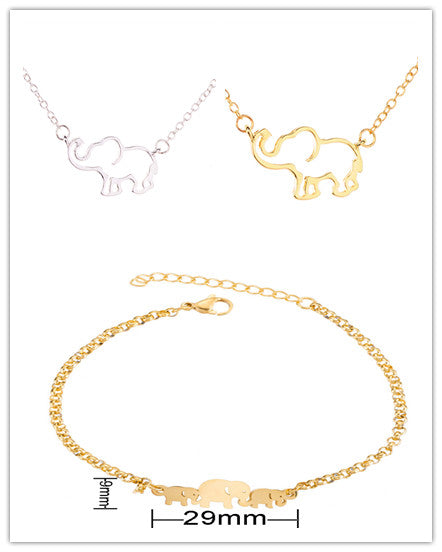 Elephant pendant necklace lucky hollow like clavicle chain
