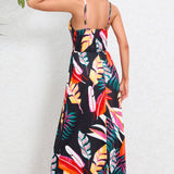 Printed Surplice Maxi Cami Dress
