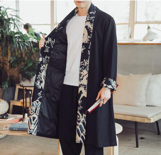 Casual Stitching Printed Linen Cloak Plus Fat Plus Size Windbreaker
