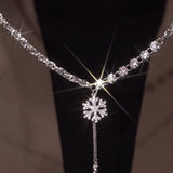 Temperament Personality Micro-set Zircon Snowflake Pendant Necklace
