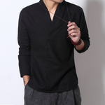 Men's Long-sleeved Shirt Retro Linen Chinese Style
