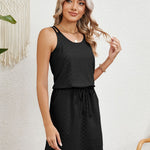 Eyelet Scoop Neck Sleeveless Dress
