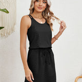 Eyelet Scoop Neck Sleeveless Dress
