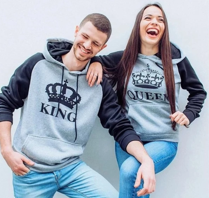 Printed Hooded Couple Sweatshirt
