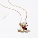 Summer Jewelry Necklace Lady Cartoon Cute Drop Oil Studded Bee Pendant
