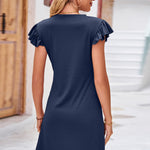 Ruffled Round Neck Cap Sleeve Dress
