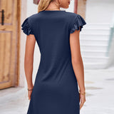 Ruffled Round Neck Cap Sleeve Dress
