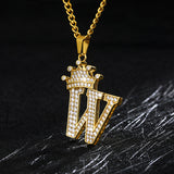 Crown Pendant Stainless Steel Letter Necklace
