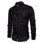 Feather tassel lapel shirt men
