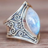 Antique silver vintage moonstone ring bracelet
