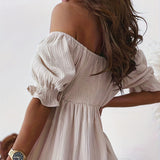 Full Size Ruffled Off-Shoulder Short Sleeve Dress
