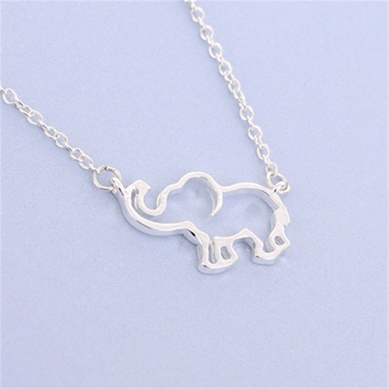 Elephant pendant necklace lucky hollow like clavicle chain
