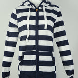 Hooded large size long sleeve striped sweater
