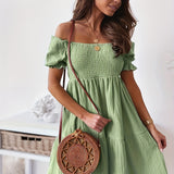 Full Size Ruffled Off-Shoulder Short Sleeve Dress
