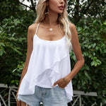 Scoop Neck Spaghetti Straps Ruffle Cami
