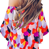 Tied Printed Off-Shoulder Half Sleeve Blouse
