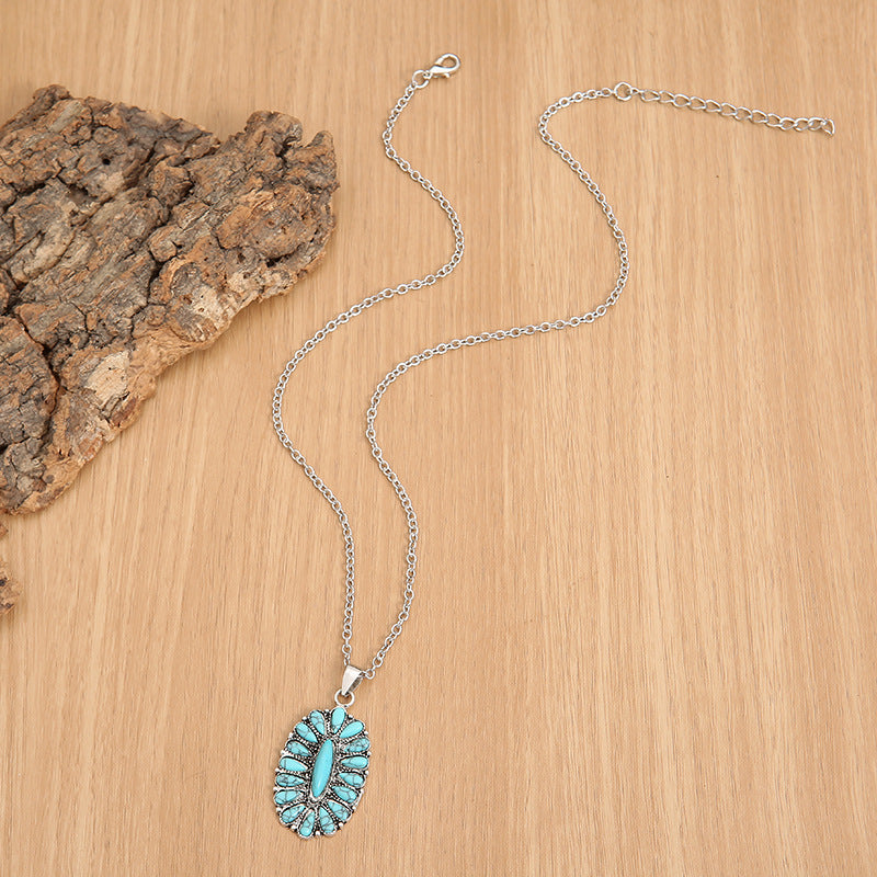 Artificial Turquoise Pendant Alloy Necklace
