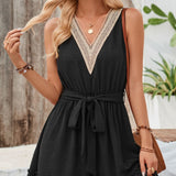 Tied Frill Sleeveless Mini Dress
