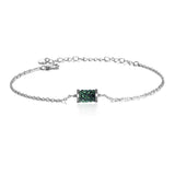 Sterling Silver with Green Crystal Bracelet Exquisite and Elegant Cable Chain
