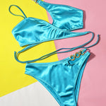 Chain Detail Crisscross Bikini Set
