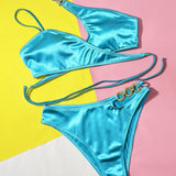 Chain Detail Crisscross Bikini Set
