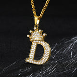 Crown Pendant Stainless Steel Letter Necklace
