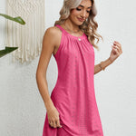 Eyelet Grecian Neck Mini Dress
