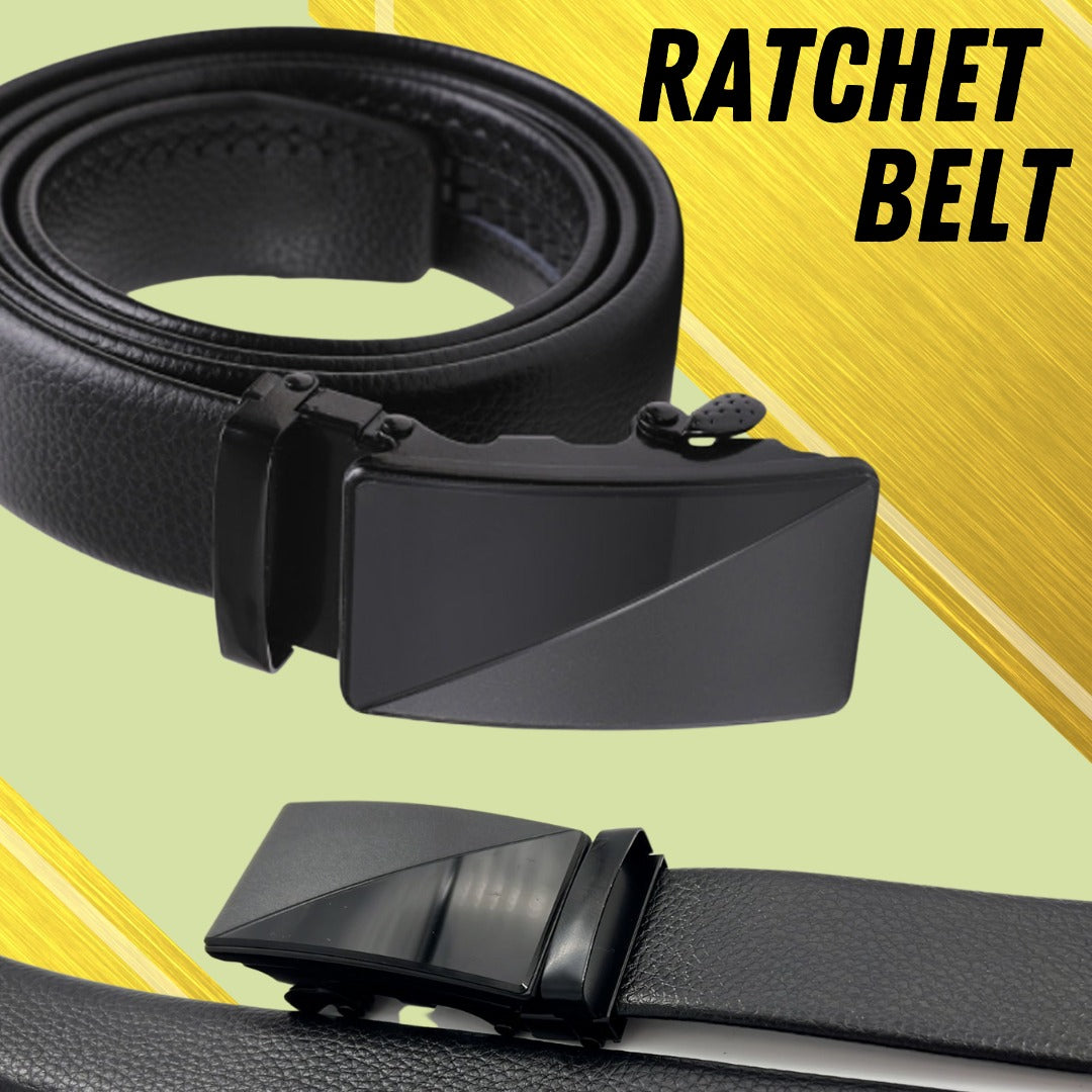 Microfiber PU Leather Ratchet Belt Belts For Men Adjustable Slide Buckle Black
