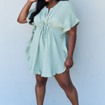 Ninexis Out Of Time Full Size Ruffle Hem Dress with Drawstring Waistband in Light Sage
