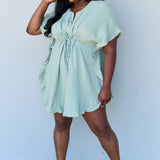 Ninexis Out Of Time Full Size Ruffle Hem Dress with Drawstring Waistband in Light Sage
