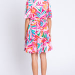 GeeGee Printed Short Sleeve Ruffle Hem Dress
