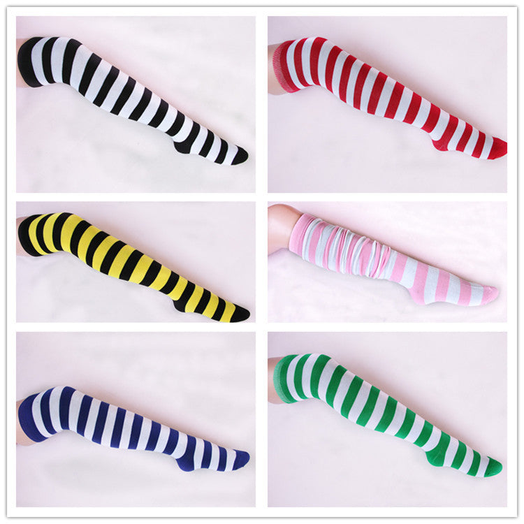 Wild striped long tube bottoming socks
