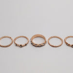 European And American Jewelry Rose Gold Stackable Diamonds Set Of Five Sets Of Rings BohemiaJ
