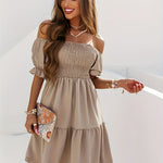 Full Size Ruffled Off-Shoulder Short Sleeve Dress
