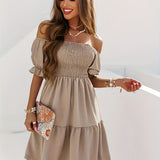 Full Size Ruffled Off-Shoulder Short Sleeve Dress
