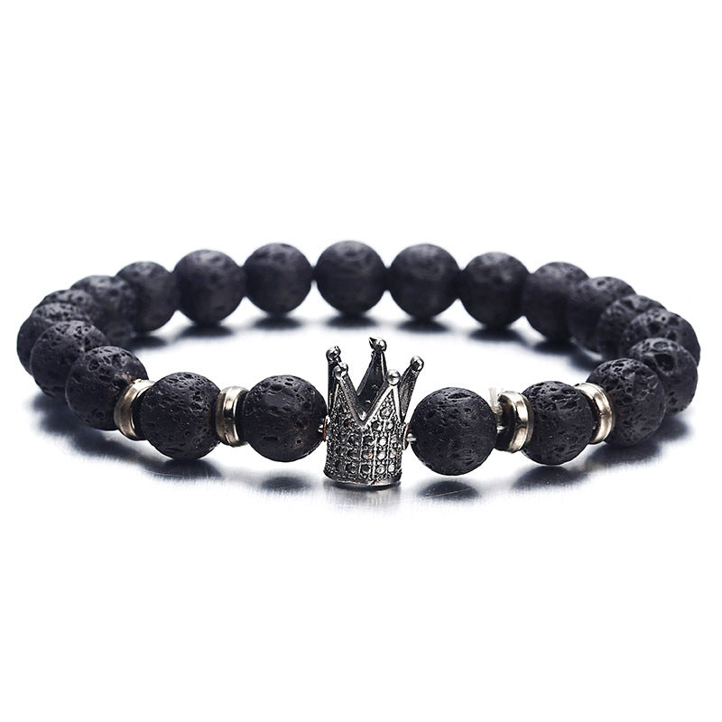 European and American fashion micro inlaid zircon crown bracelet volcanic stone acrylic bracelet
