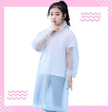 Transparent, portable and backpackable girl's poncho
