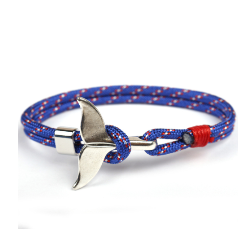 Anchor whale tail umbrella rope handmade couple bracelet
