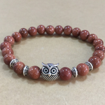 Natural Stone Owl Head Yoga Bracelet
